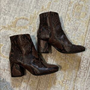 a new day Brown Snake-Print Ankle Booties